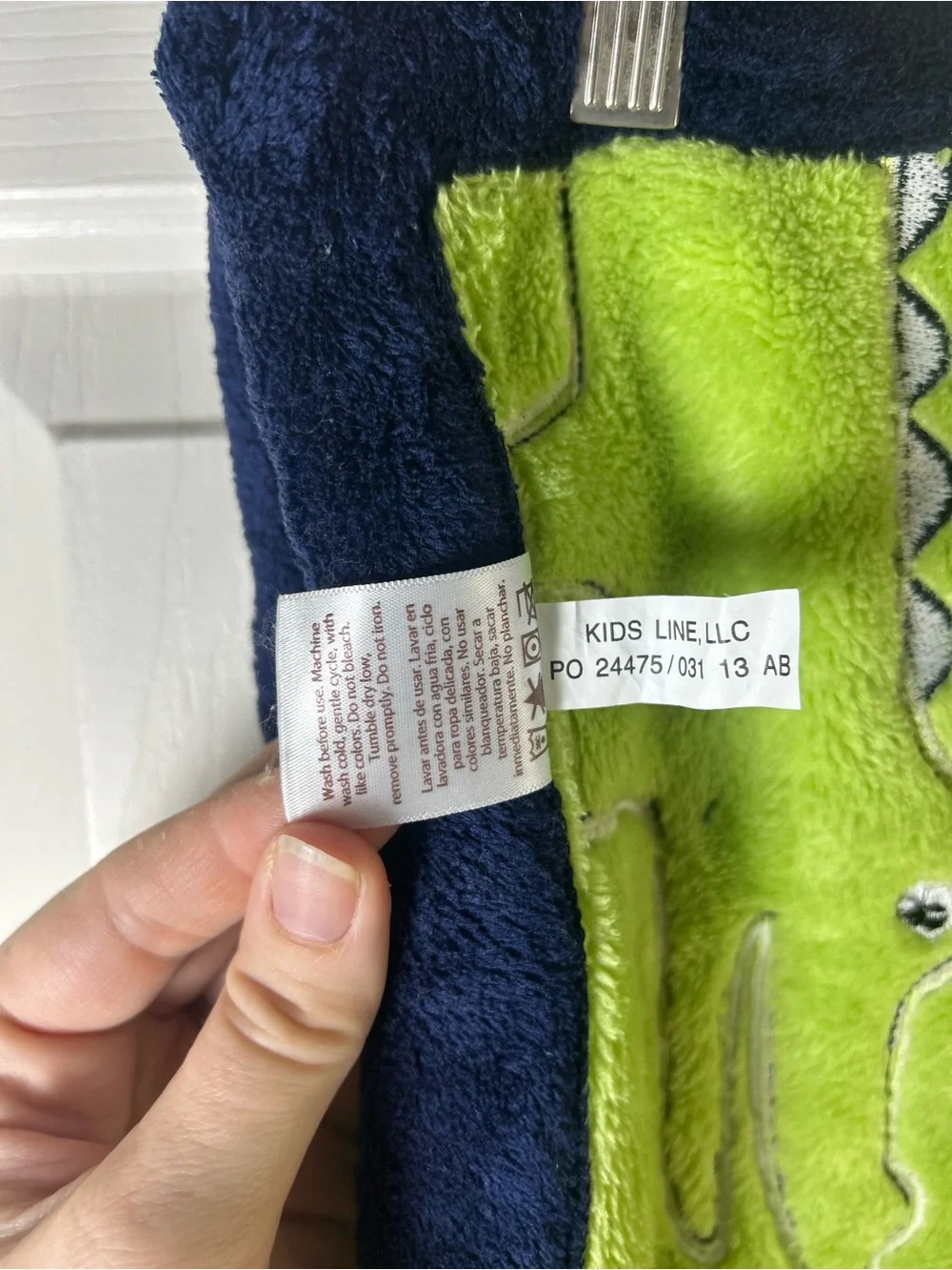 Carter's Green Alligator Baby Blanket Blue Edge Trim Crocodile Gator Plush Lovey